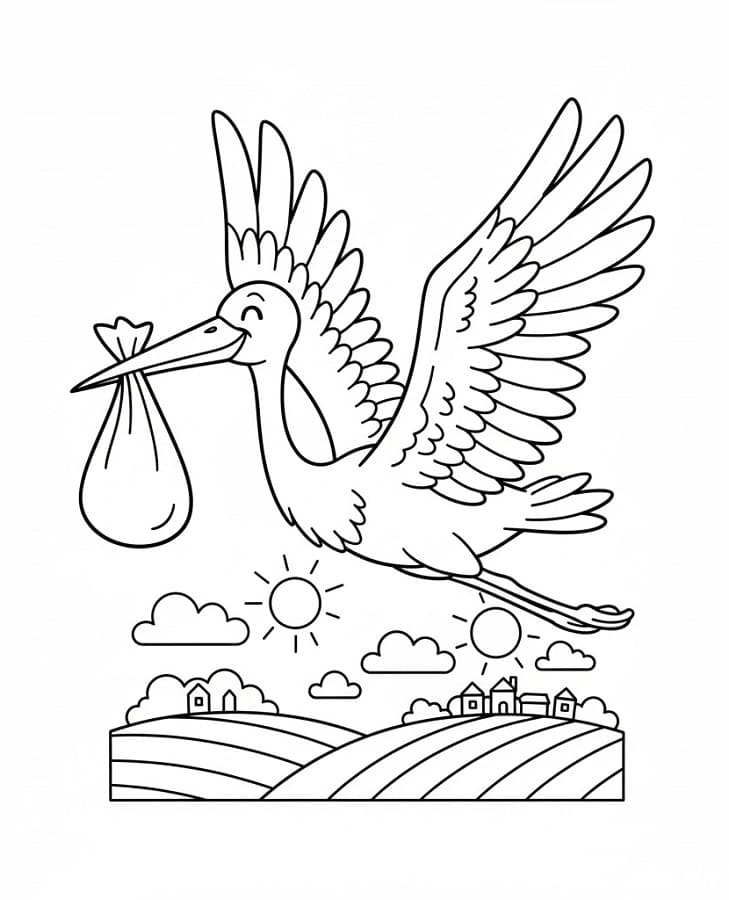 Fise de colorat cu Barza de colorat p01