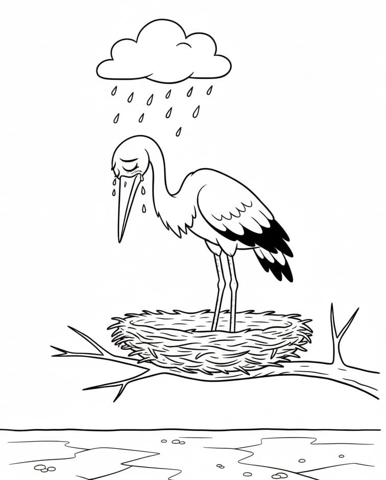 Fise de colorat cu Barza de colorat p05