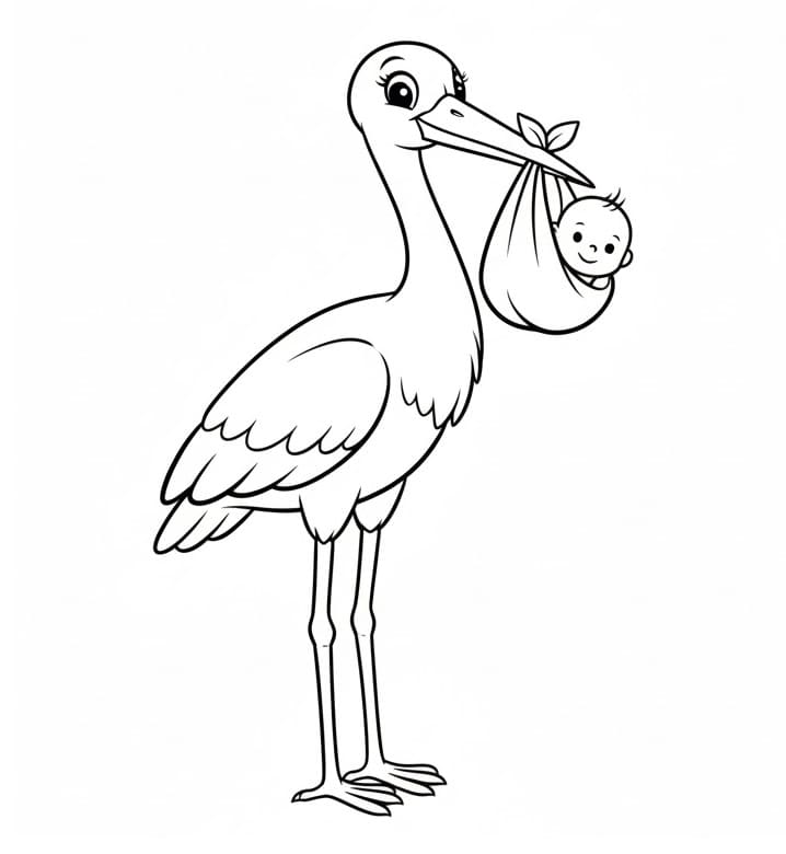 Fise de colorat cu Barza de colorat p07