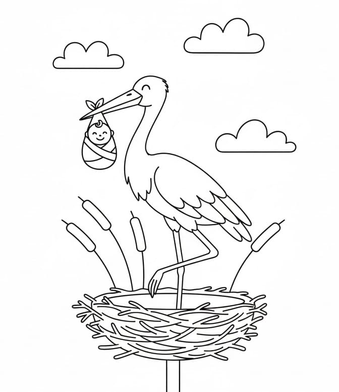 Fise de colorat cu Barza de colorat p11