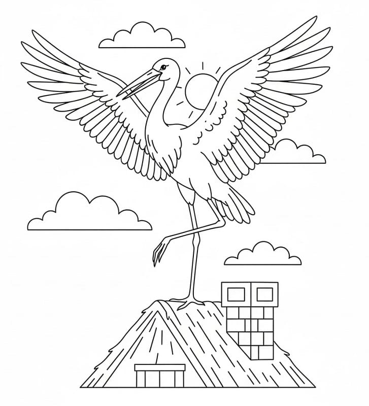 Fise de colorat cu Barza de colorat p12