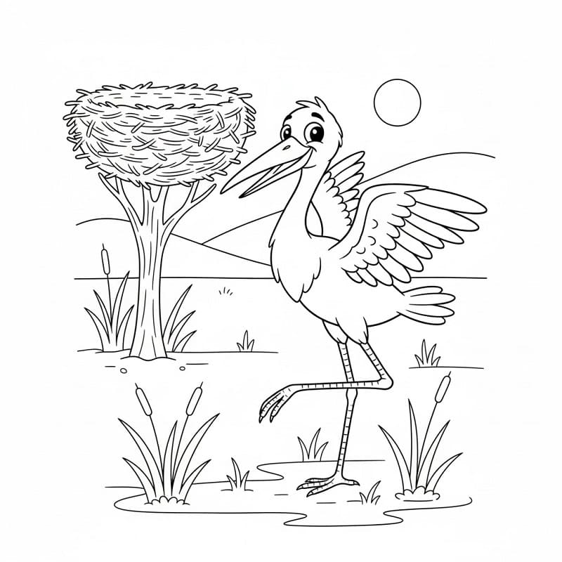 Fise de colorat cu Barza de colorat p15