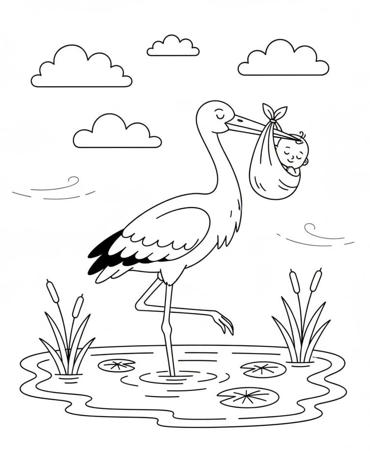 Fise de colorat cu Barza de colorat p19