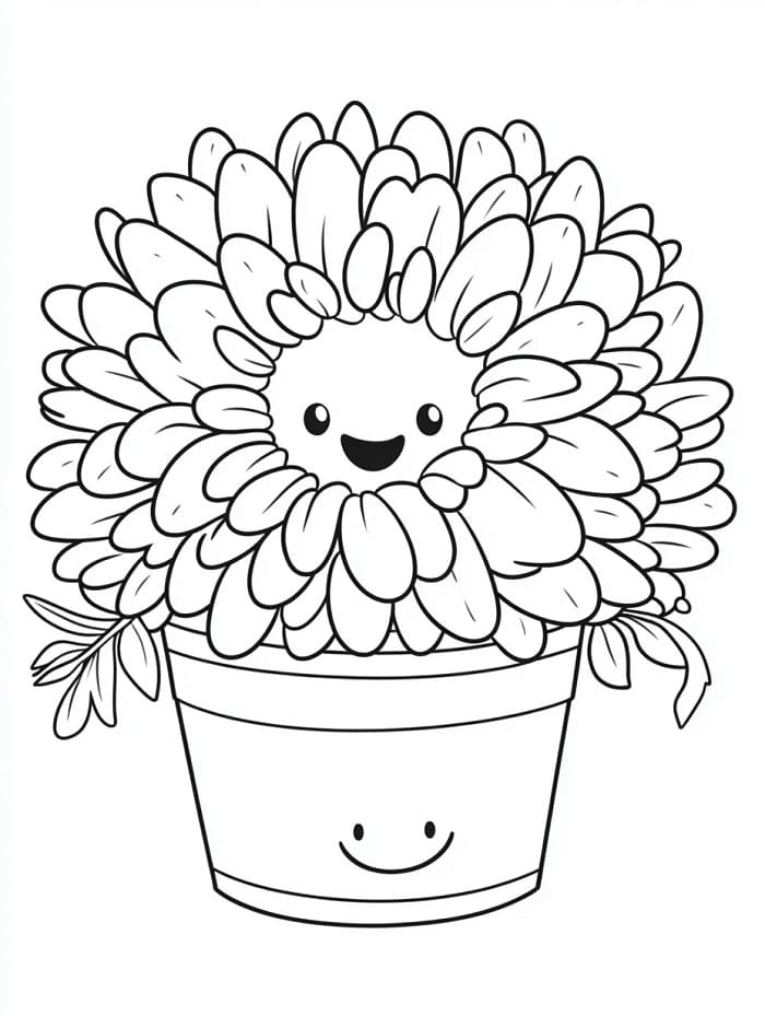 Fise de colorat cu Crizanteme de colorat p01