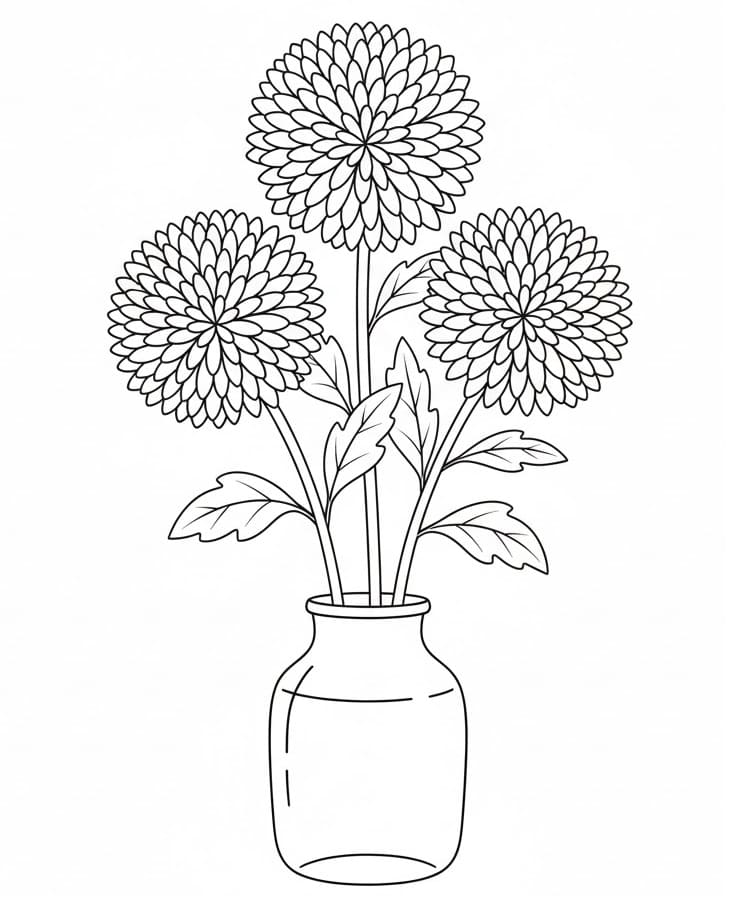 Fise de colorat cu Crizanteme de colorat p03