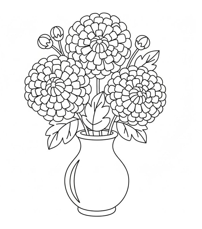 Fise de colorat cu Crizanteme de colorat p04