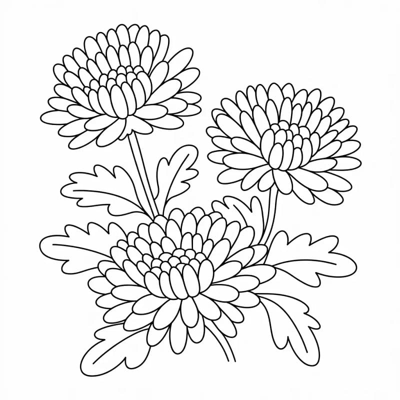Fise de colorat cu Crizanteme de colorat p08