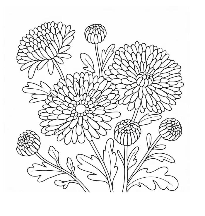 Fise de colorat cu Crizanteme de colorat p09