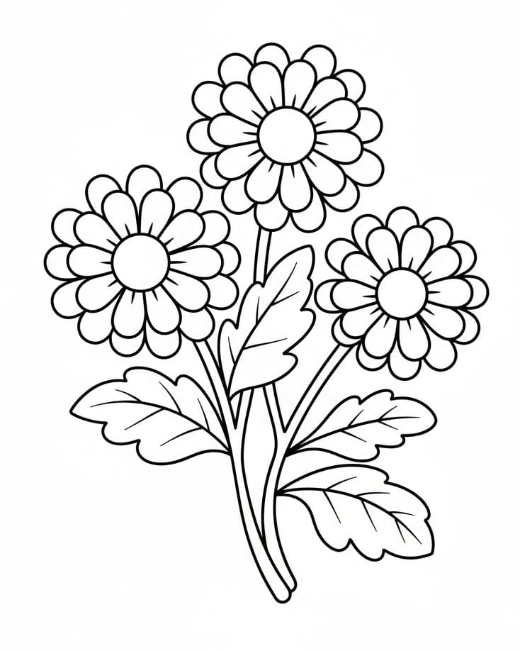 Fise de colorat cu Crizanteme de colorat p10