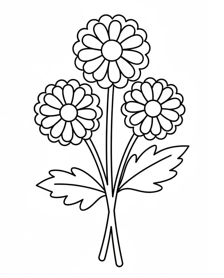 Fise de colorat cu Crizanteme de colorat p11