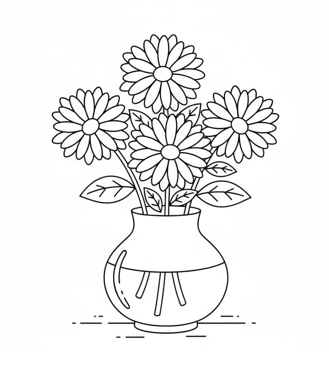 Planse de colorat cu Crizanteme