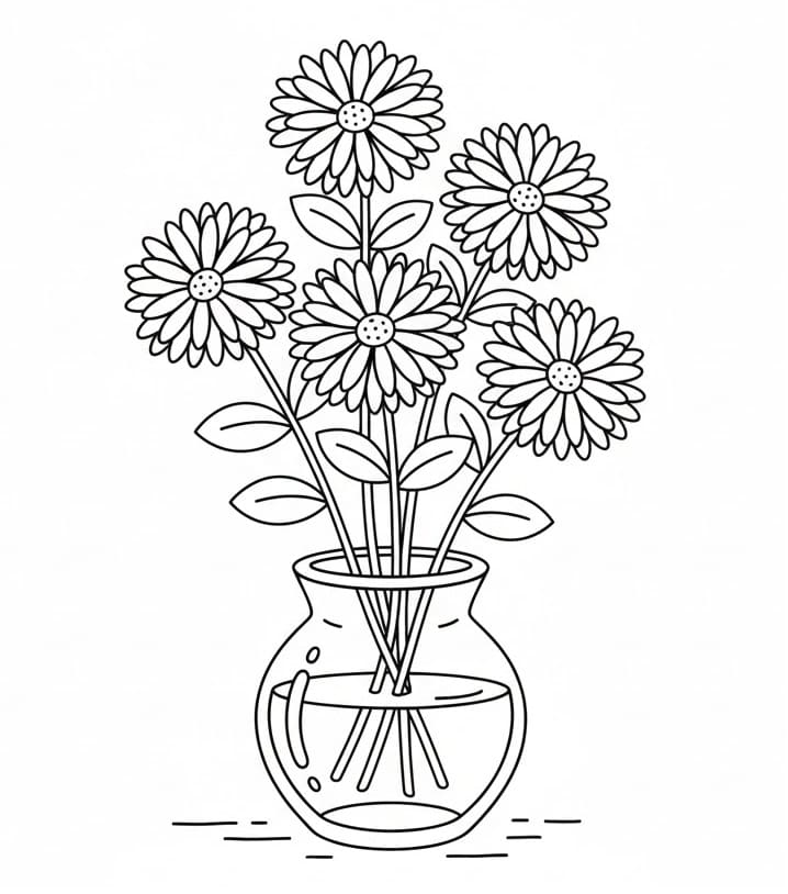 Fise de colorat cu Crizanteme de colorat p15