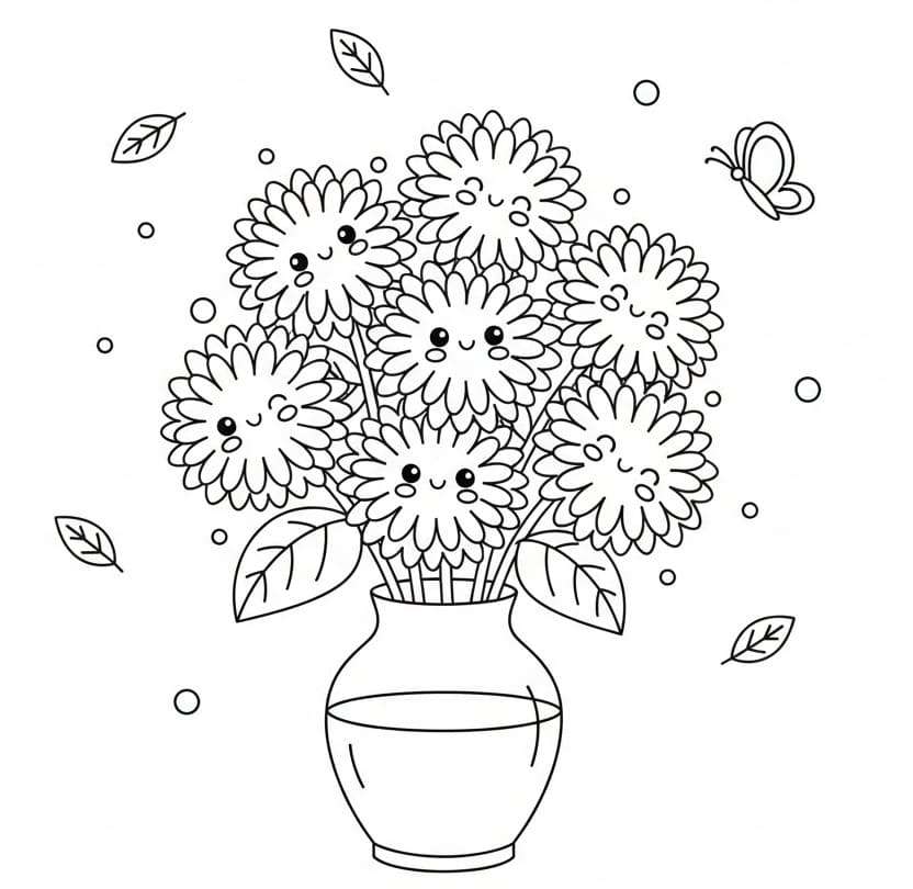Fise de colorat cu Crizanteme de colorat p17