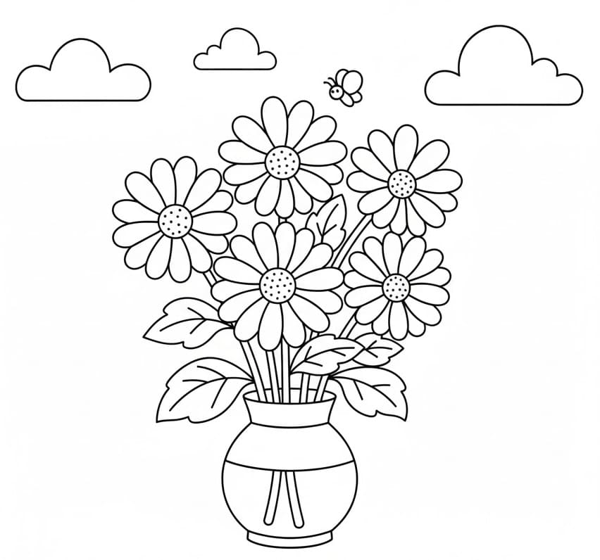 Fise de colorat cu Crizanteme de colorat p18