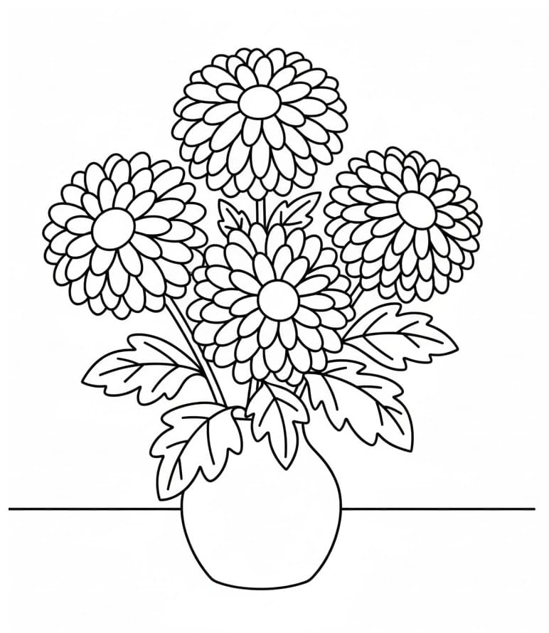 Fise de colorat cu Crizanteme de colorat p19