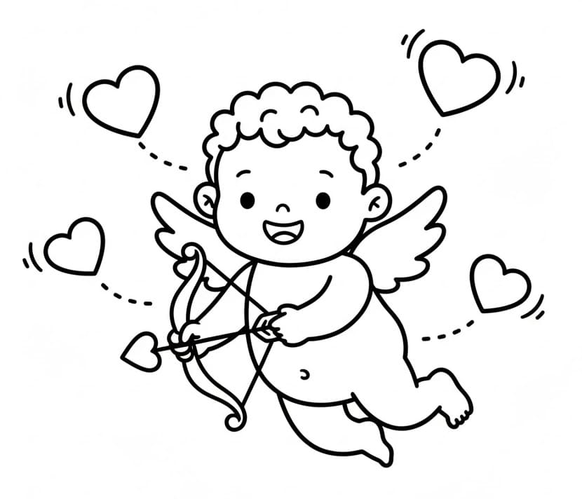 Fise de colorat cu Cupidon de colorat p01