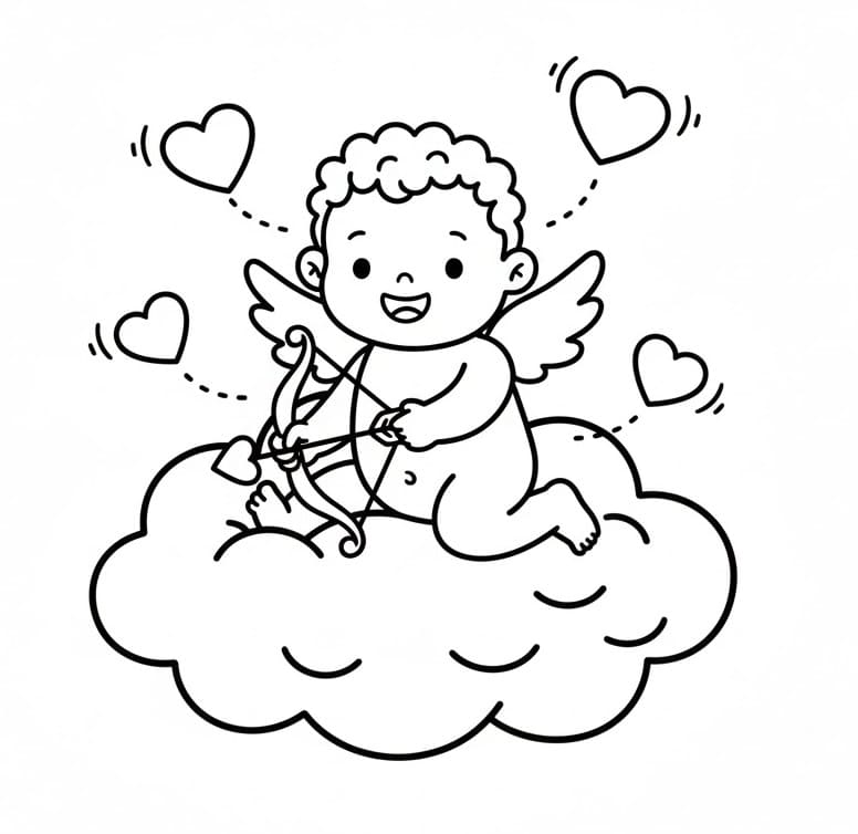 Fise de colorat cu Cupidon de colorat p02