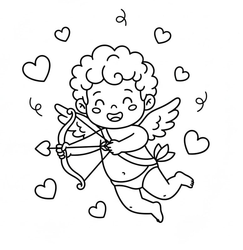 Planse de colorat cu Cupidon
