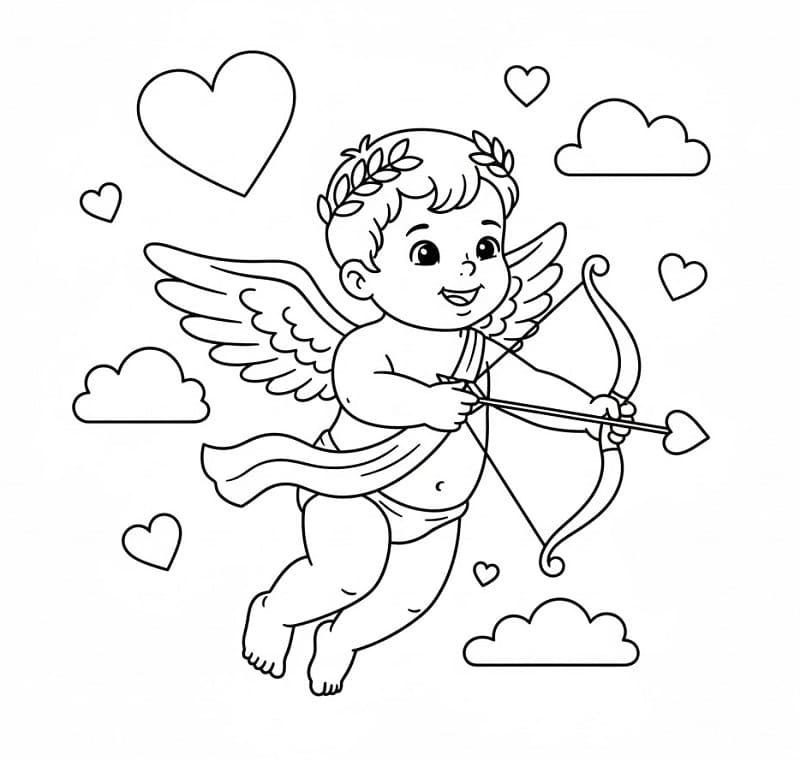 Fise de colorat cu Cupidon de colorat p10