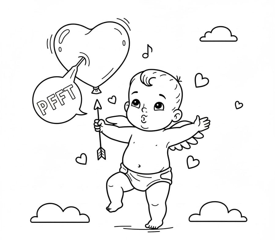 Fise de colorat cu Cupidon de colorat p15