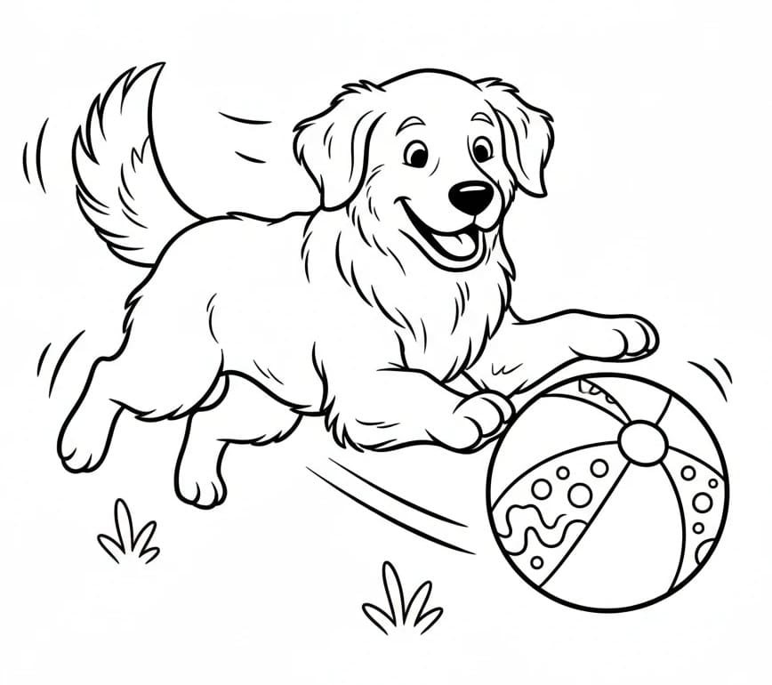 Fise de colorat cu Golden Retriever de colorat p03