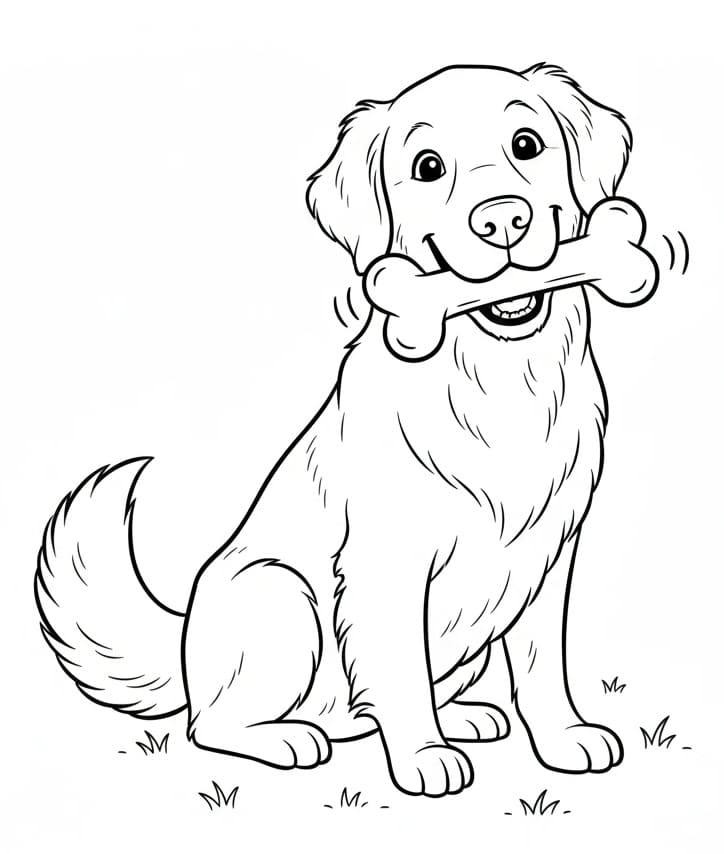 Fise de colorat cu Golden Retriever de colorat p04