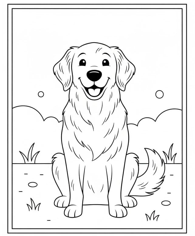 Fise de colorat cu Golden Retriever de colorat p20
