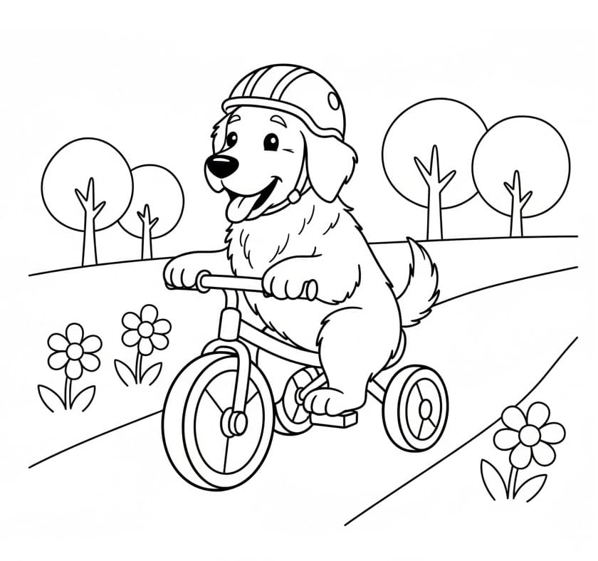 Fise de colorat cu Golden Retriever de colorat p31