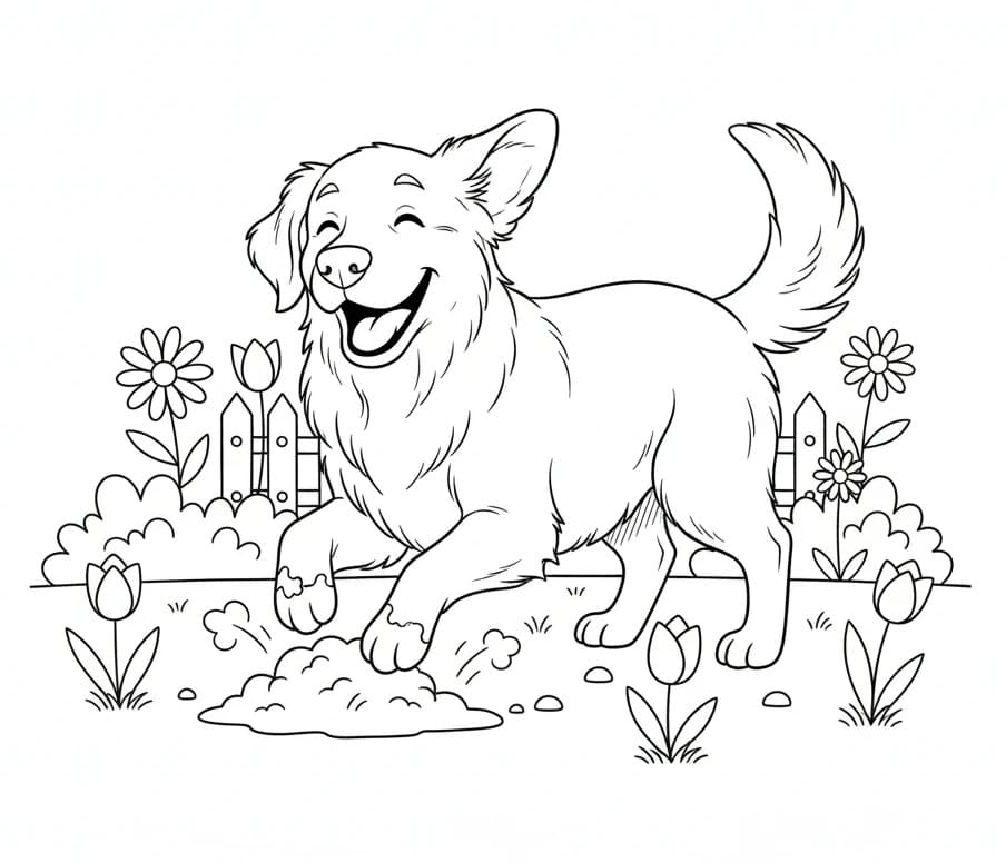 Fise de colorat cu Golden Retriever de colorat p35