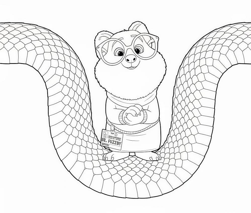 Fise de colorat cu Zootopia 2 Fuzzby