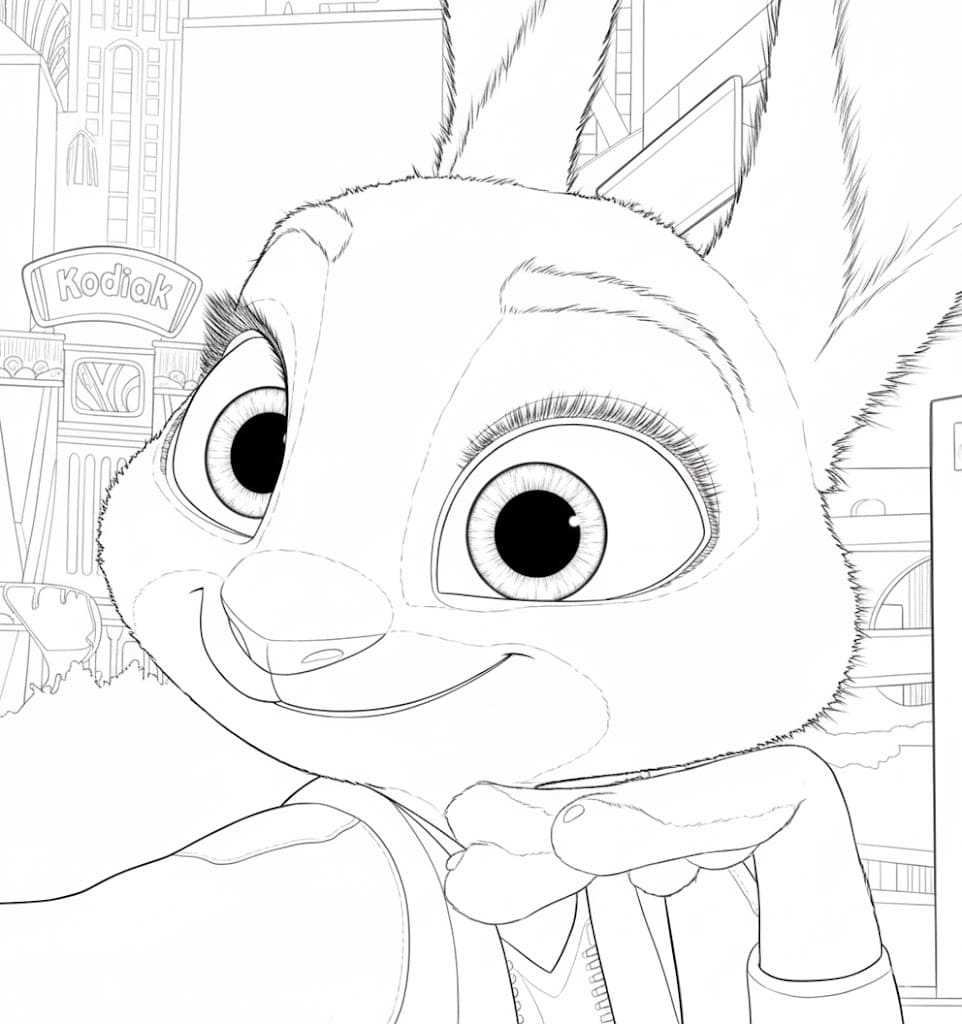 Fise de colorat cu Zootropolis 2 Judy Hopps