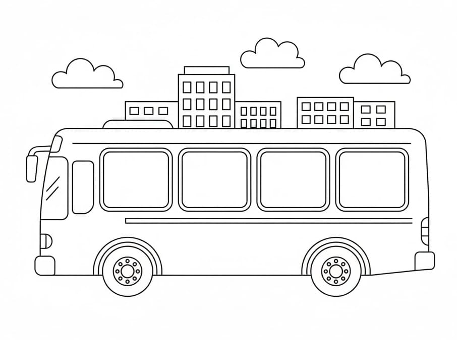 Fise de colorat cu Autobuze de colorat p04