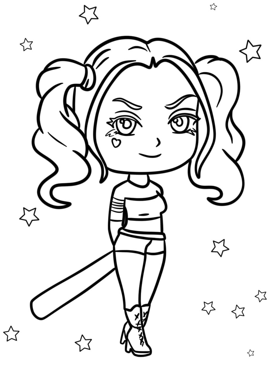 Fise de colorat cu Harley Quinn de colorat p01