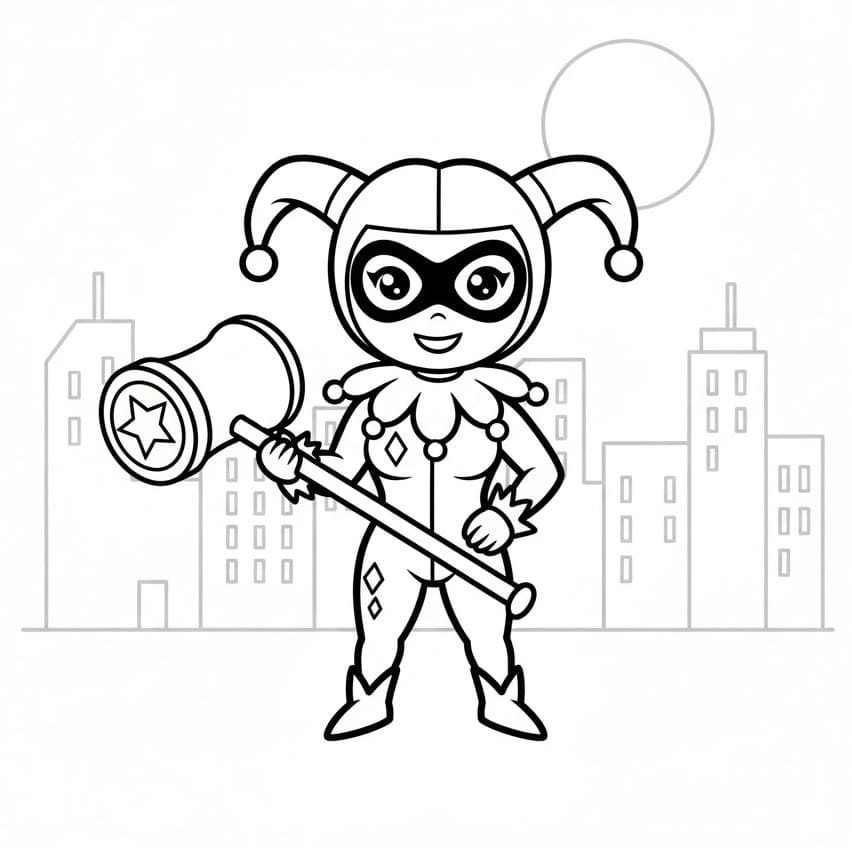 Fise de colorat cu Harley Quinn de colorat p03