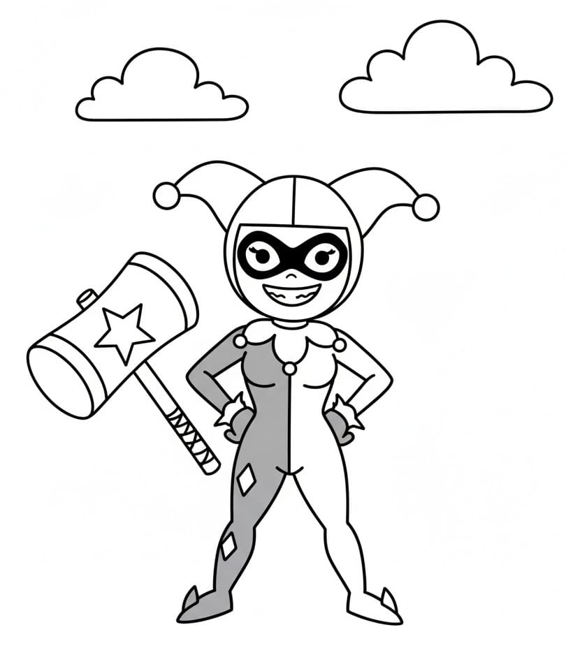 Fise de colorat cu Harley Quinn de colorat p05