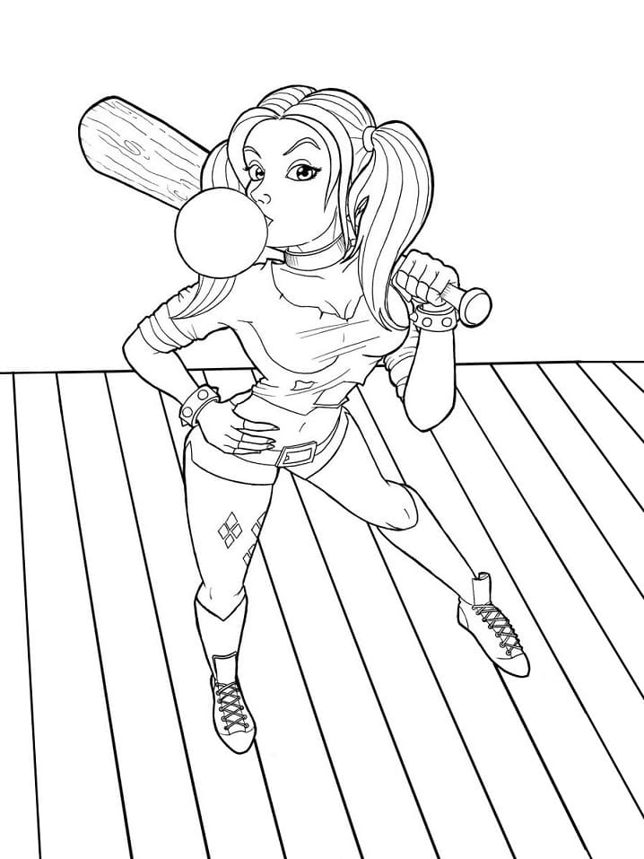 Fise de colorat cu Harley Quinn de colorat p17