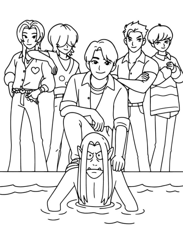 Fise de colorat cu Saja Boys de colorat p18