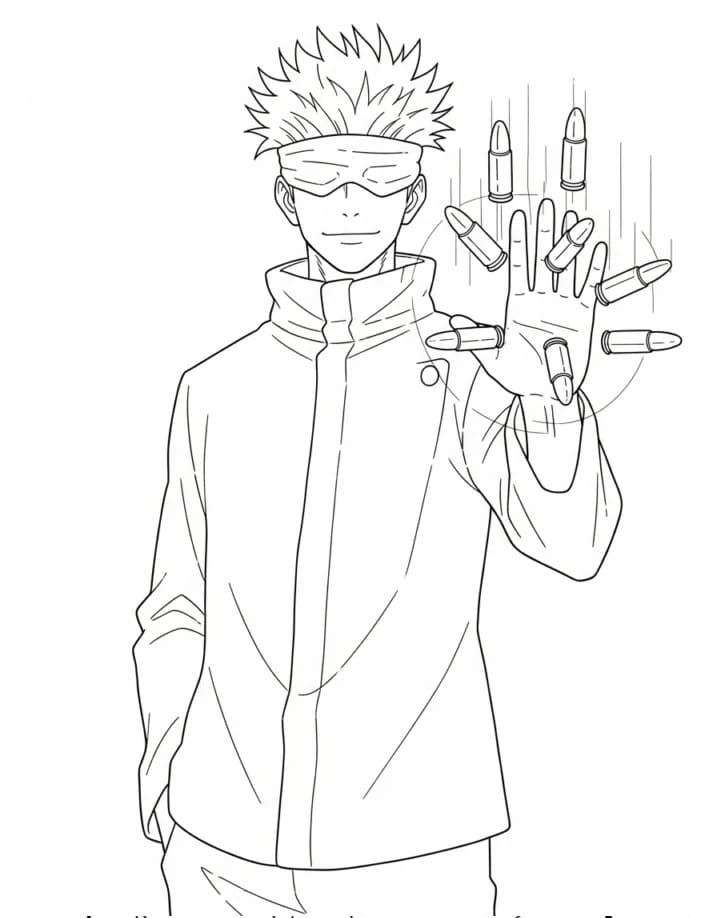 Fise de colorat cu Satoru Gojo de colorat p07
