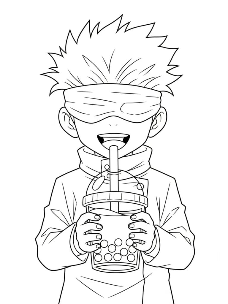 Fise de colorat cu Satoru Gojo de colorat p09