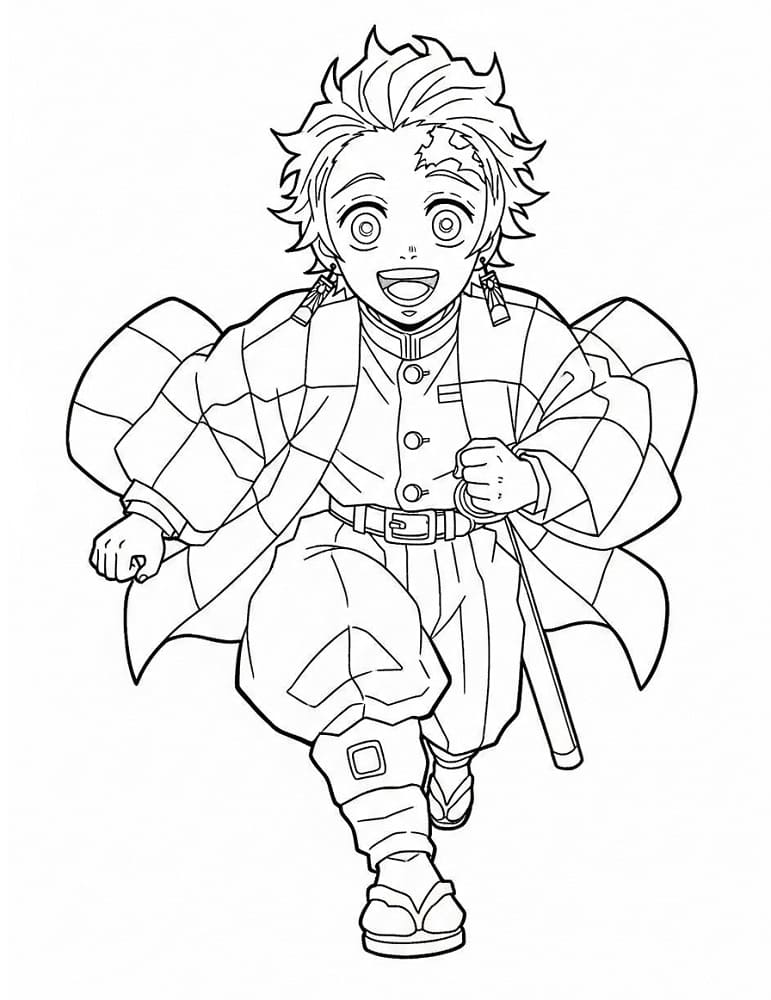 Fise de colorat cu Tanjiro de colorat p01