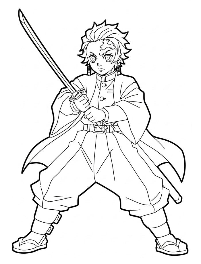 Fise de colorat cu Tanjiro de colorat p02