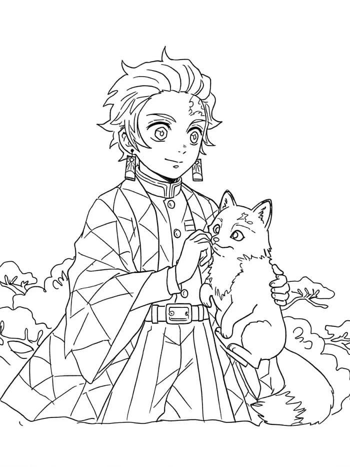 Fise de colorat cu Tanjiro de colorat p04