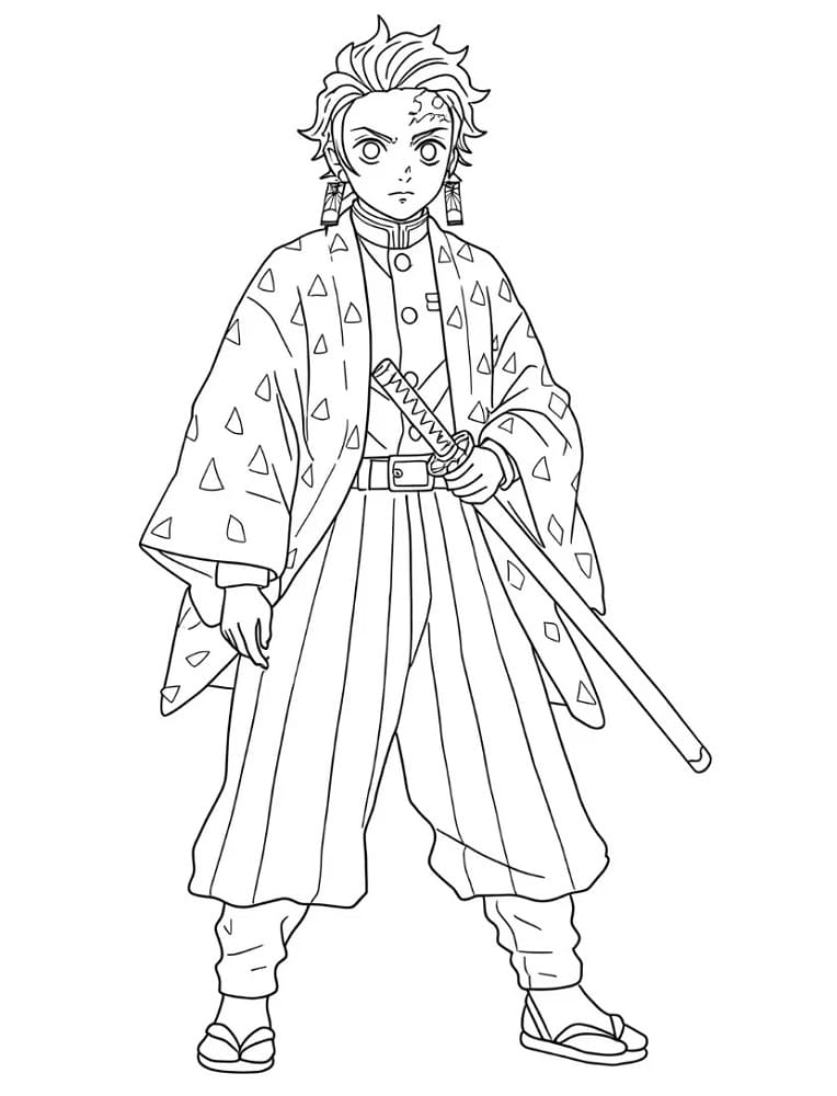 Fise de colorat cu Tanjiro de colorat p07