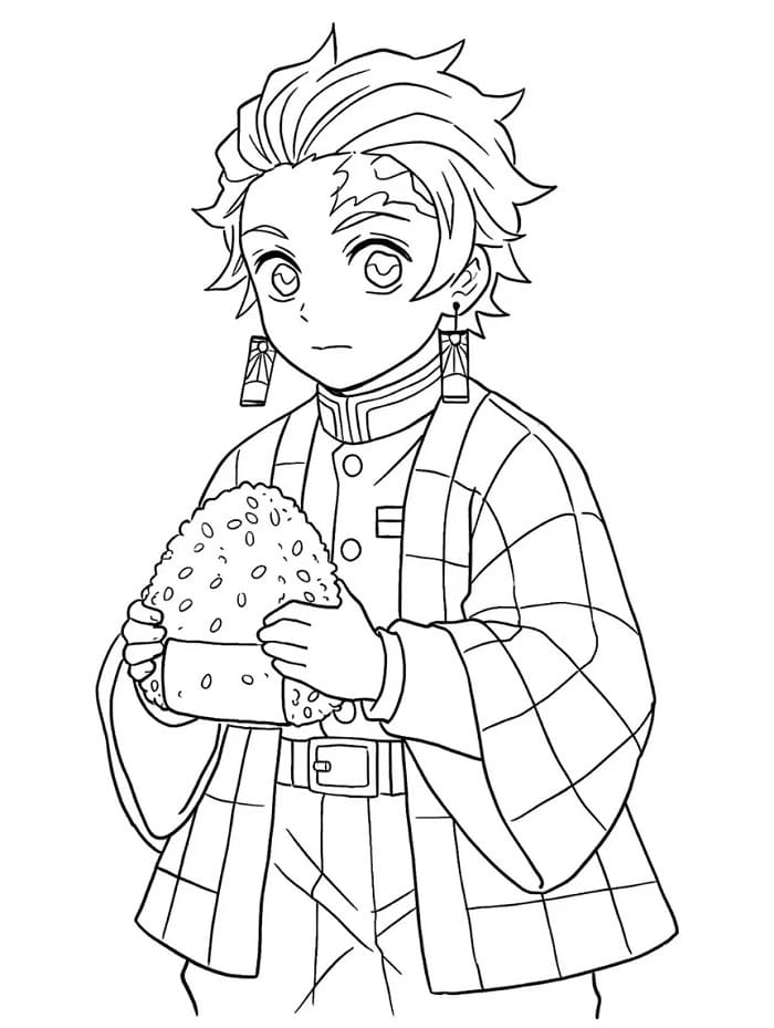 Fise de colorat cu Tanjiro de colorat p08