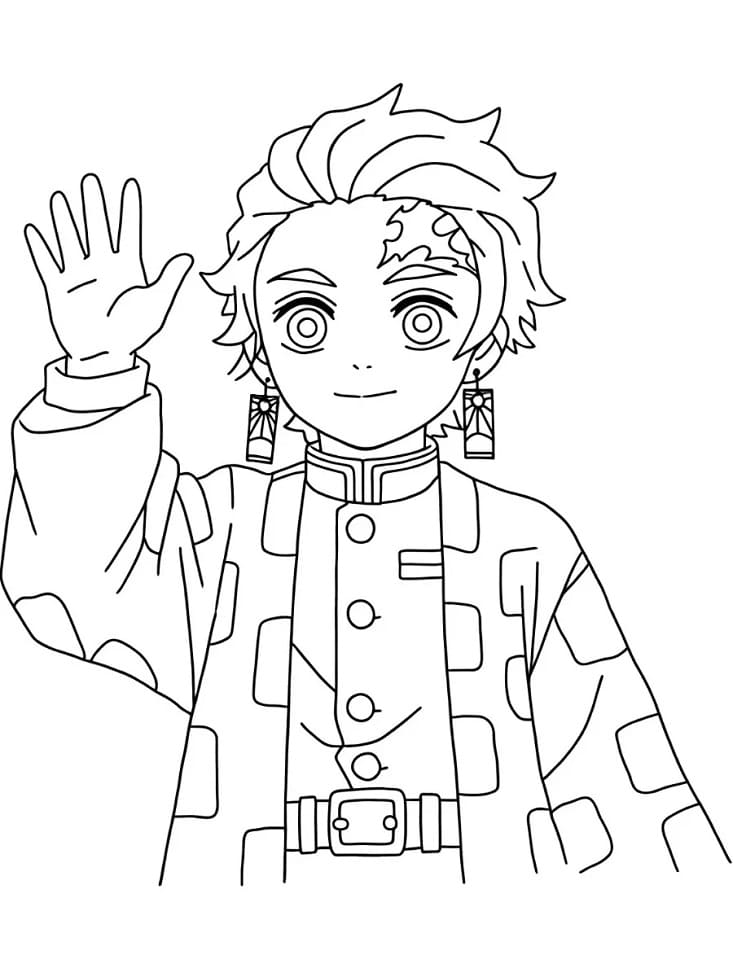 Fise de colorat cu Tanjiro de colorat p09