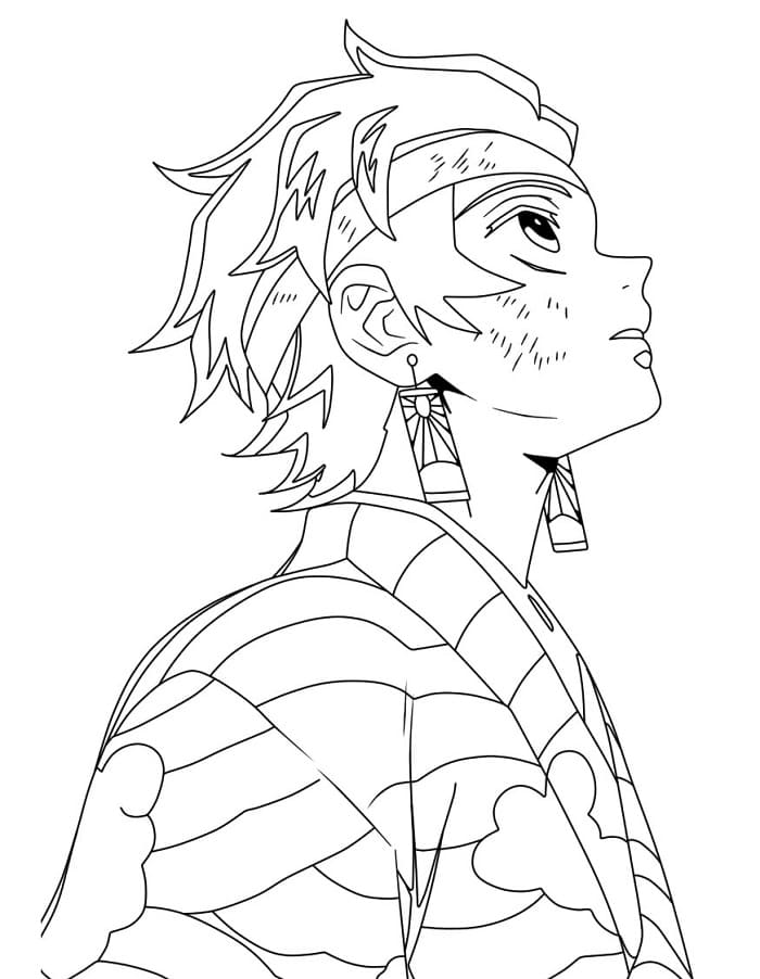 Fise de colorat cu Tanjiro de colorat p10