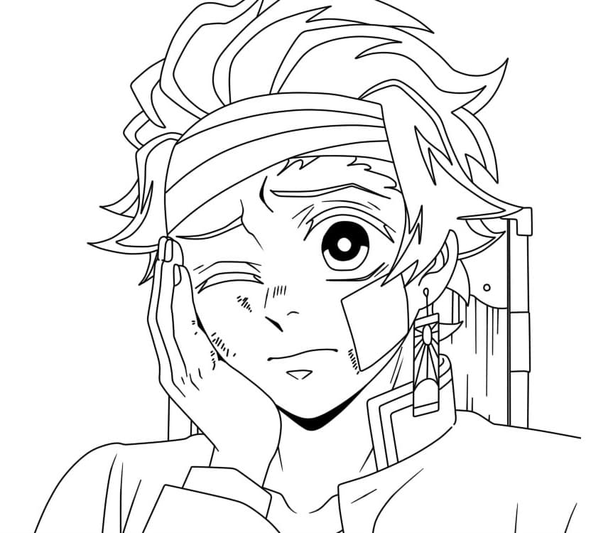 Fise de colorat cu Tanjiro de colorat p11