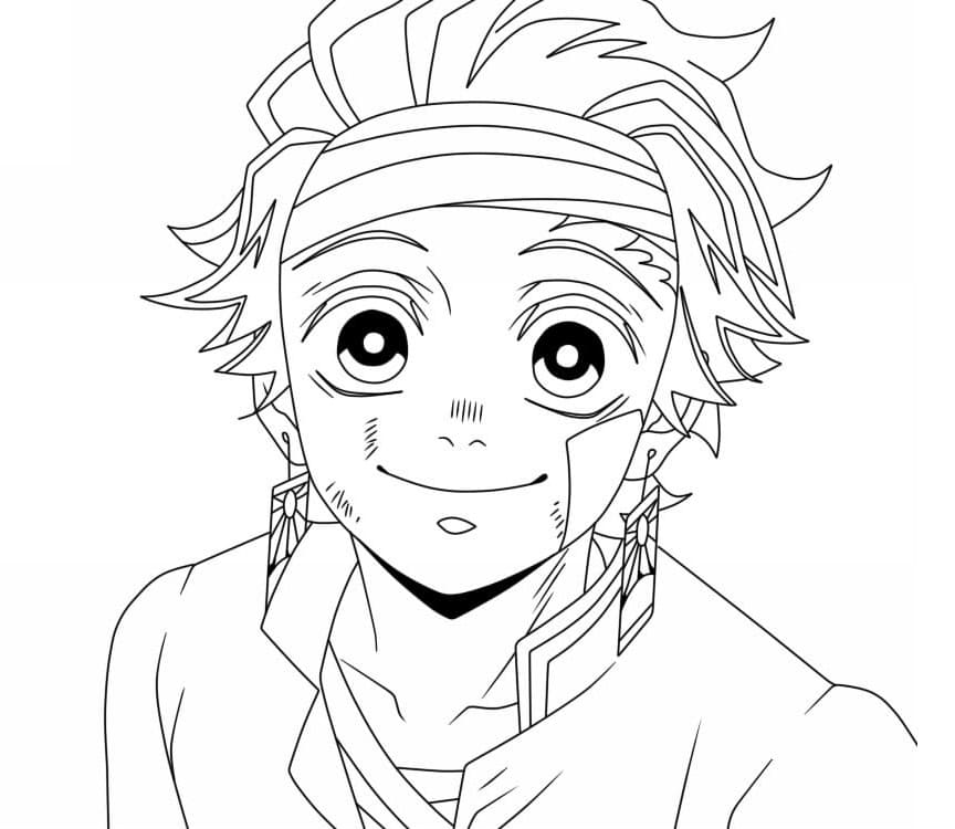 Fise de colorat cu Tanjiro de colorat p15