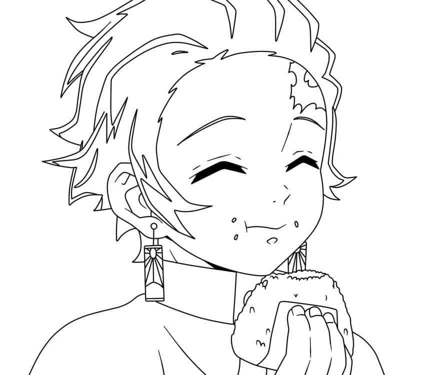 Fise de colorat cu Tanjiro de colorat p16