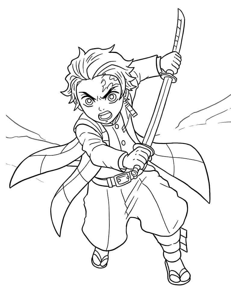 Fise de colorat cu Tanjiro de colorat p23